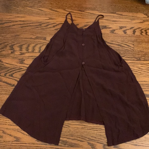 American Eagle Flowy Maroon Crepe Tank Top - Picture 2 of 5